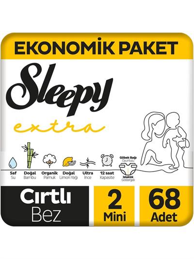 Sleepy Extra Günlük Aktivite Ekonomik Paket Bebek Bezi 2 Numara Mini 68li