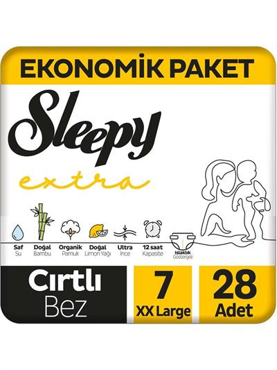 Sleepy Extra Günlük Aktivite Ekonomik Paket Bebek Bezi 7 Numara Xxlarge 28li