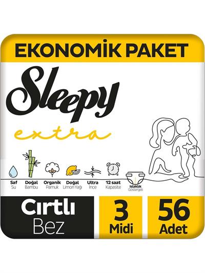 Sleepy Extra Günlük Aktivite Ekonomik Paket Bebek Bezi 3 Numara Midi 56lı