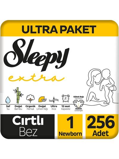 Sleepy Extra Günlük Aktivite Ultra Paket Bebek Bezi 1 Numara Yenidoğan 256 Adet