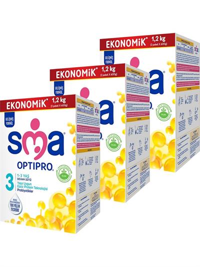 SMA Sma Optipro Probiyotik 3 1- 3 Yaş Devam Sütü 1200 gr x 3 Adet