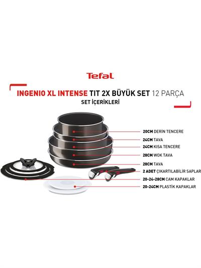 Tefal L15096 Ingenio Titanyum 2X XL Intense Büyük Tava ve Tencere Seti 12 Parça