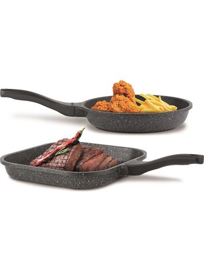 Thermoad Frapan 2 li Tava Seti (28 cm Grill, 26CM )-Gri