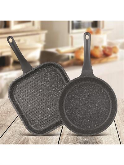 Thermoad Frapan 2 li Tava Seti (28 cm Grill, 26CM )-Gri
