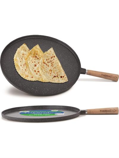 Thermoad Gözleme Tavası 36 Cm Ahşap Saplı Gri