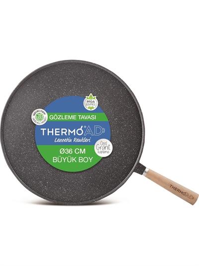 Thermoad Gözleme Tavası 36 Cm Ahşap Saplı Gri