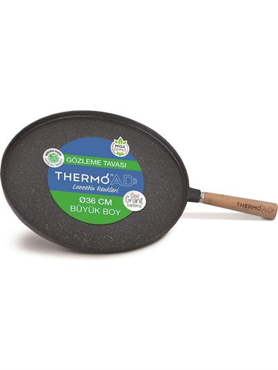 Thermoad Gözleme Tavası 36 Cm Ahşap Saplı Gri