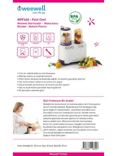 Weewell Petit Chef - Sterilizatör - Mama Isıtıcı - Sebze Pişirici - Blender