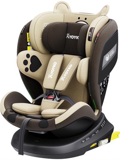 Yoyko Bear 360 ° Dönebilir Yatabilir i-Size 0-36 Kg Oto Koltuğu ISOFIX/SIP/LATCH - Gri