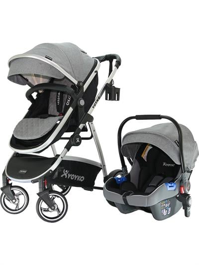 Yoyko City Seyahat Sistem Bebek Arabası 3 İn 1 Gri Silver