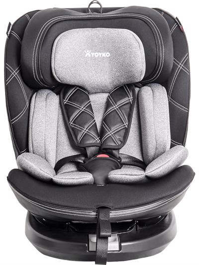 Yoyko Ultimate 360 ° Dönebilir Yatabilir 0-36 Kg Deri Oto Koltuğu ISOFIX/SIP/LATCH Gri