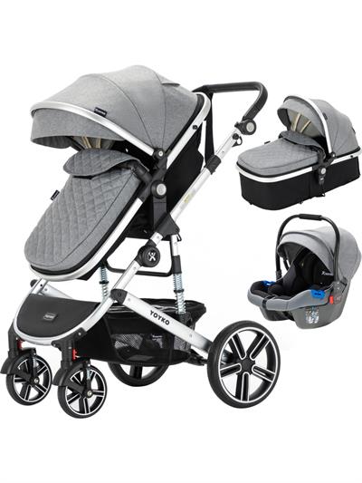 Yoyko Ultimate Travel Sistem Bebek Arabası 3 in 1 Gri Silver