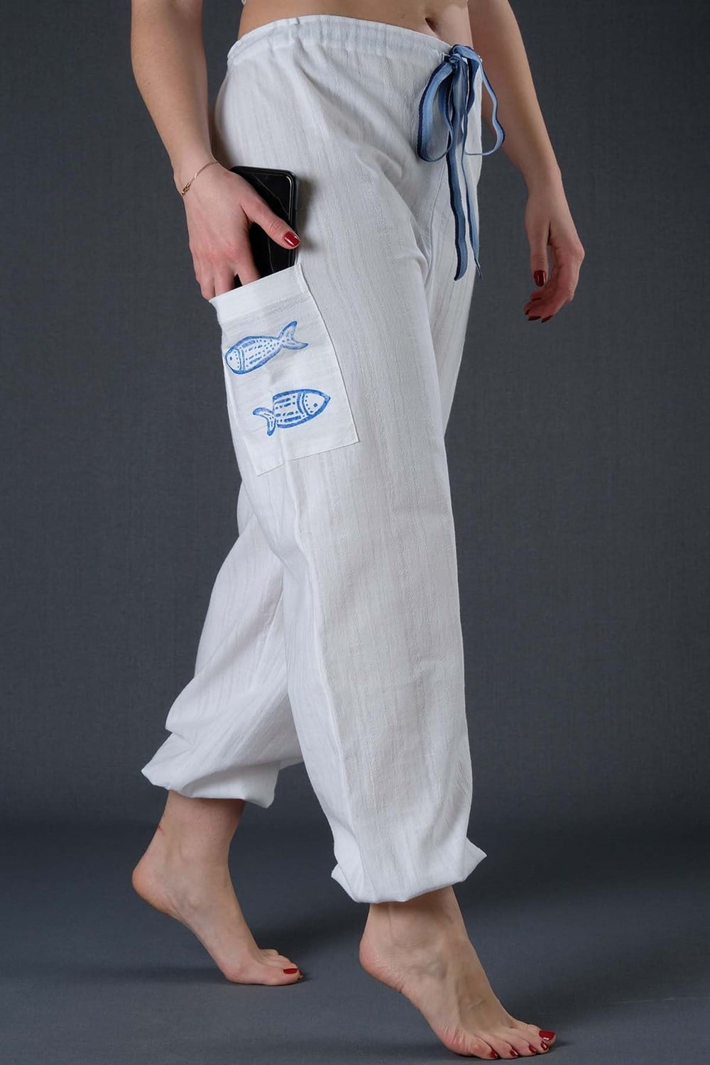 Dosimira Beyaz Pamuk Şalvar