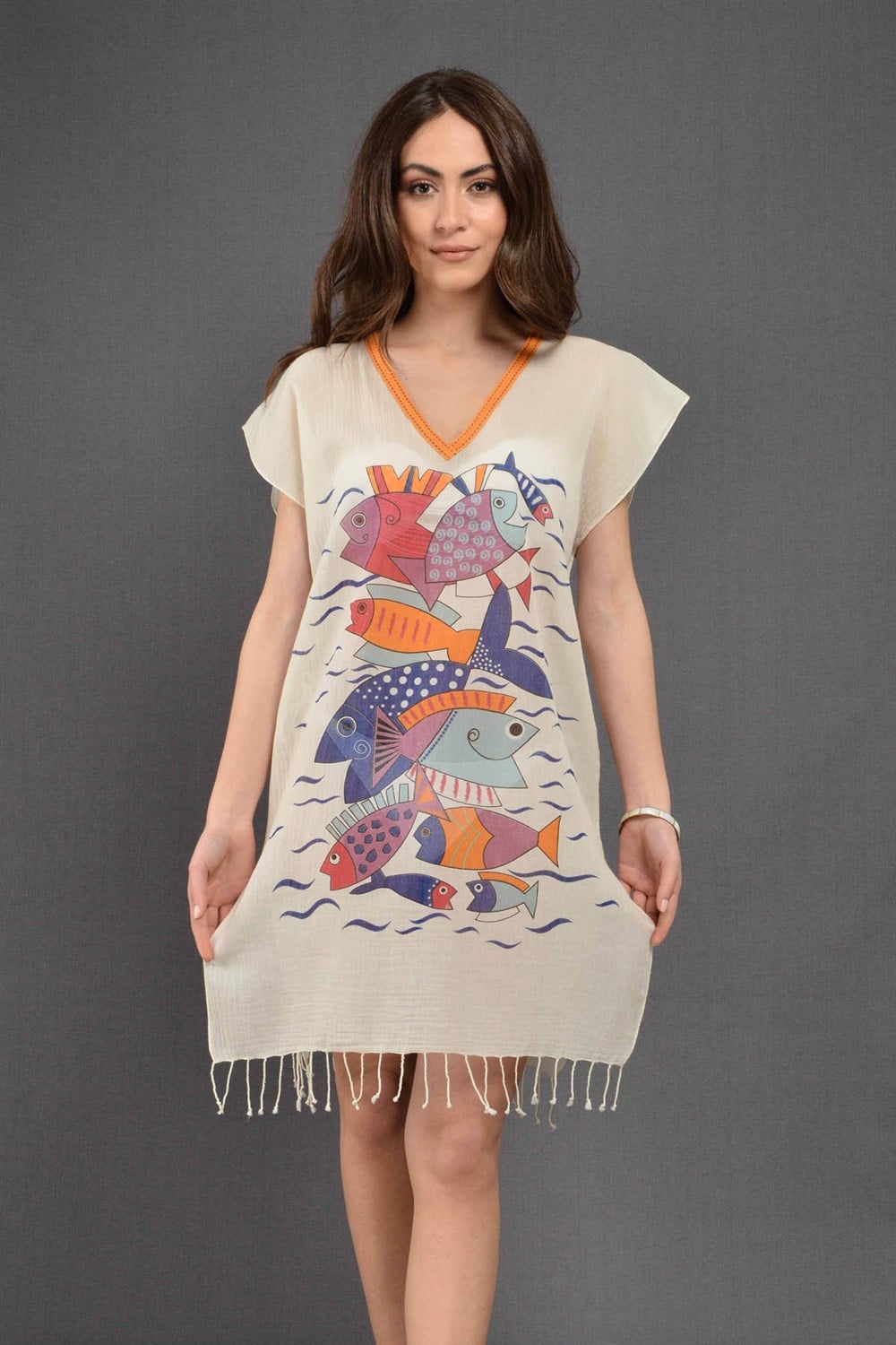 Plaj Elbisesi- Yakalı Modern Balık