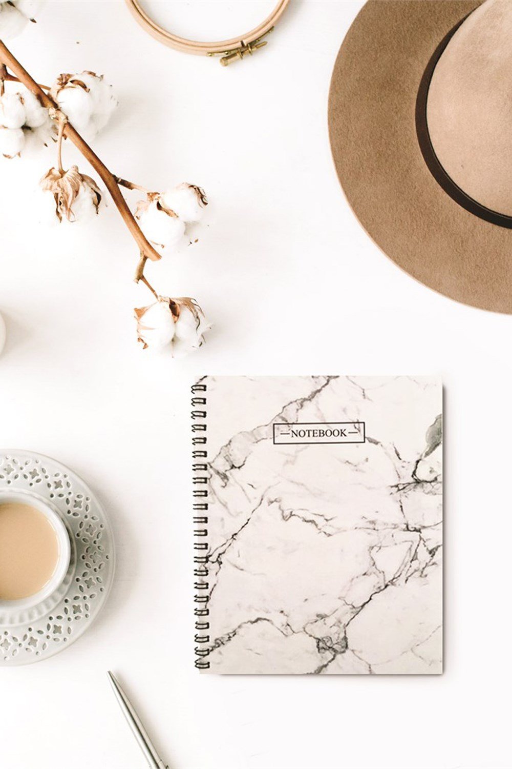 Beyaz Mermer Spiralli Defter