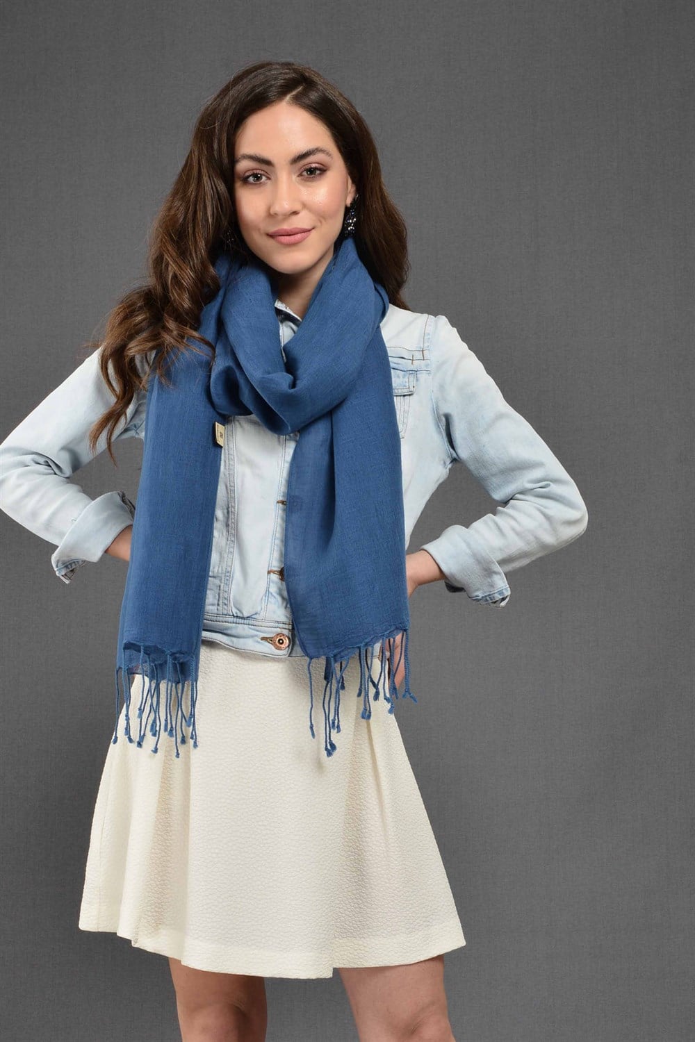 Lacivert Keten Fular