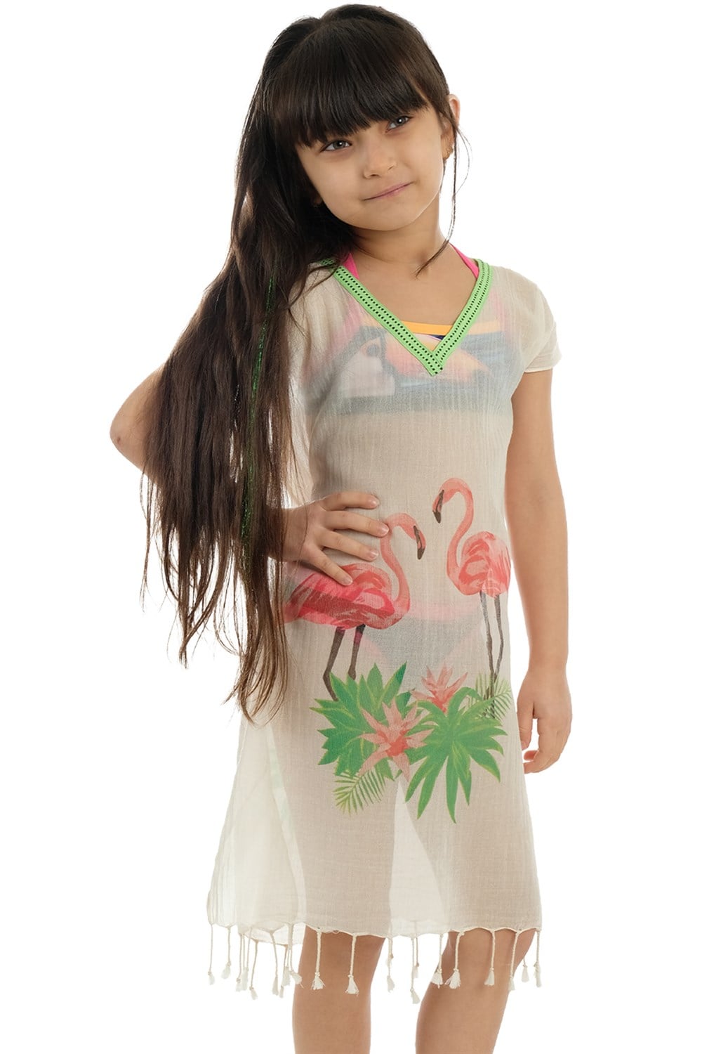 Yakalı Flamingo Çocuk Pareo