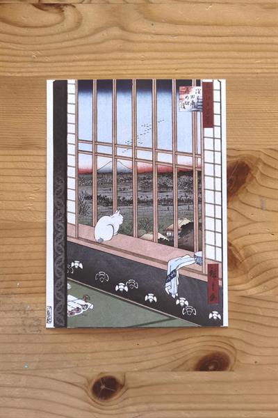 Utagawa Tarzı Manzara Baskılı 11*15 cm 380gr Kuşe Kağıt Hediyelik Kart