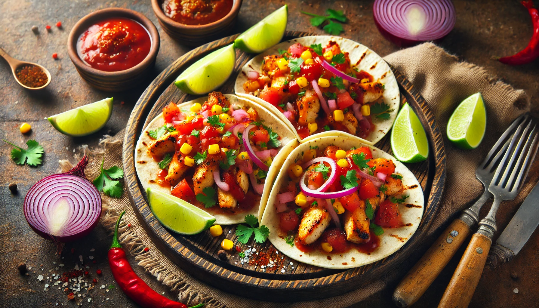 Tortilla ile Acılı Tavuklu Taco Tarifi