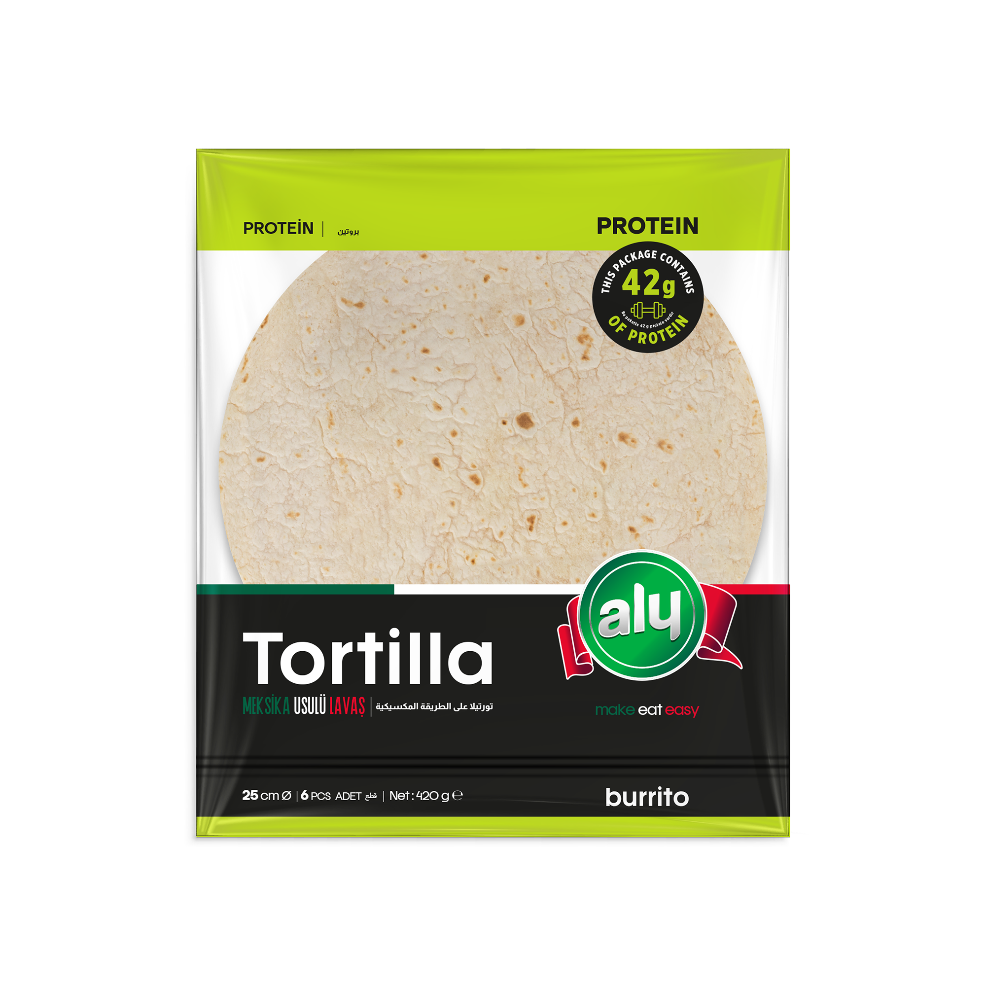 Aly Protein Tortilla 25 cm Pack of 6 (Carton)