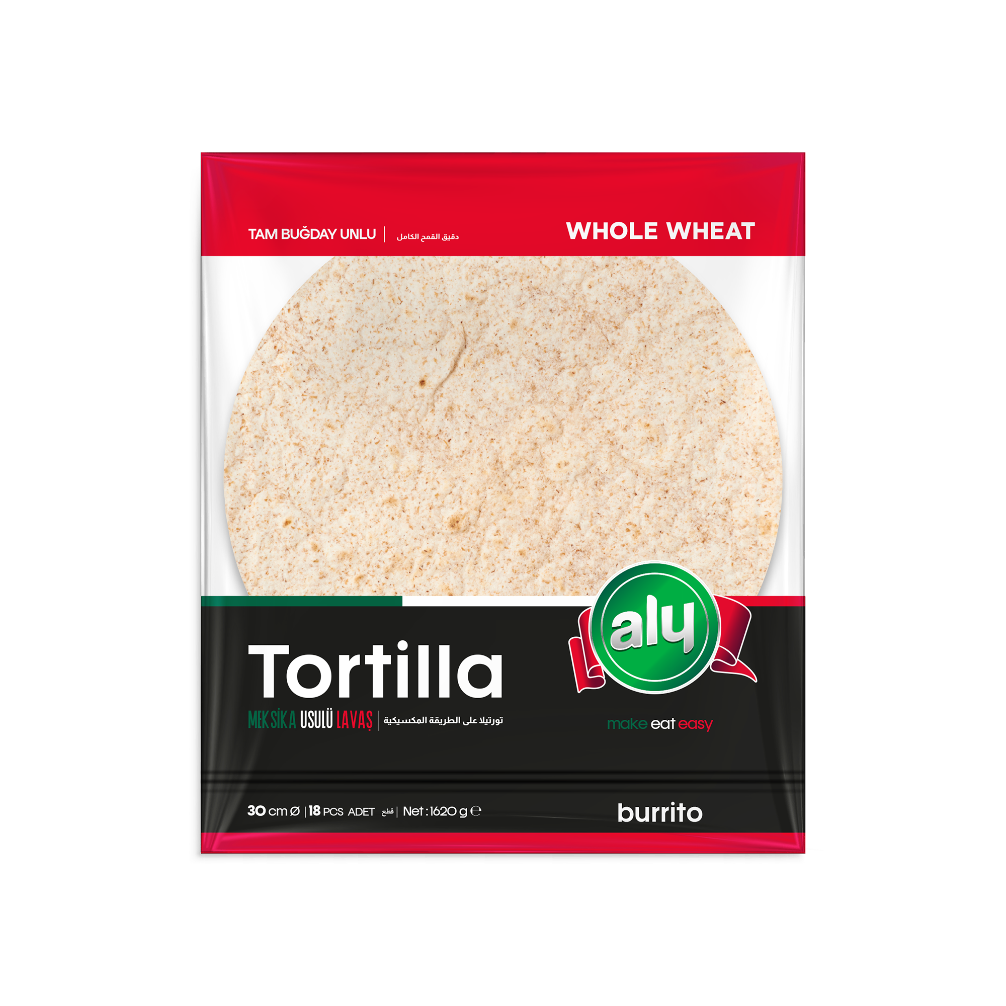 Aly Whole Wheat Tortilla 30 cm Pack of 18 (Carton)