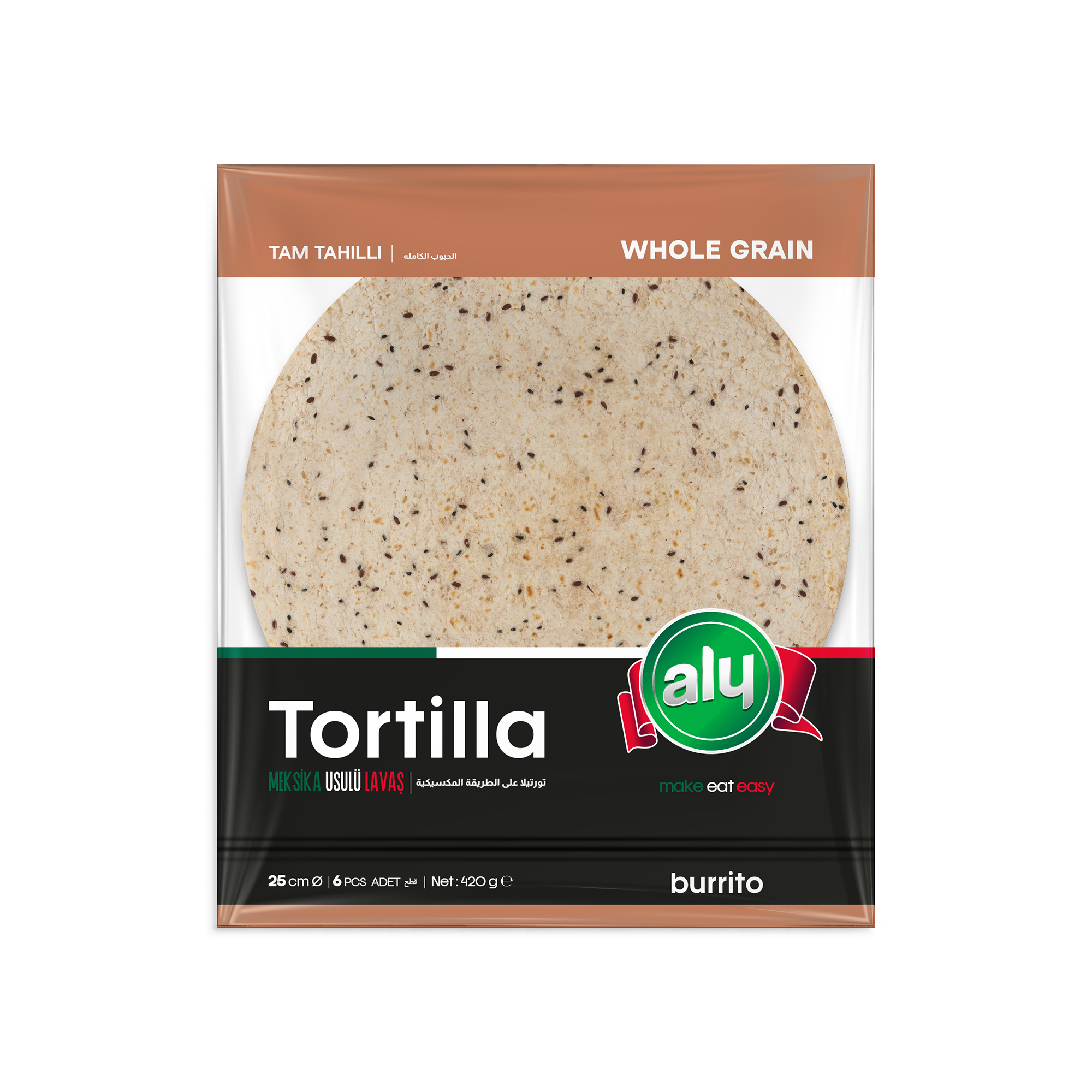 Aly Whole Grain Tortilla 25 cm Pack of 6 (Carton)