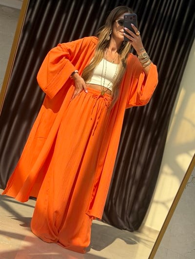 Kimonolu Pantolonlu Takım Orange