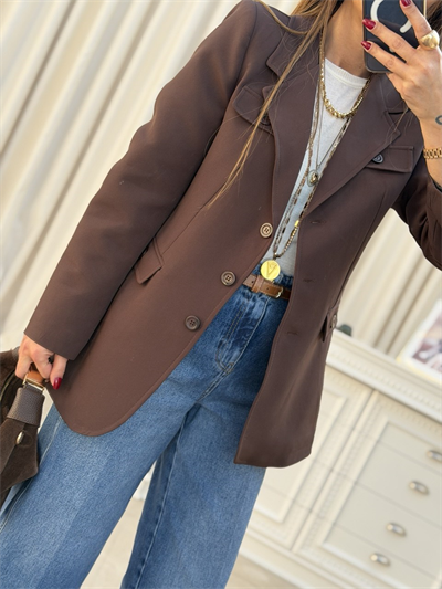Marka Model Slim Ceket Kahve