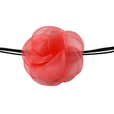 Kırmızı Çiçek Detaylı Choker Kolye