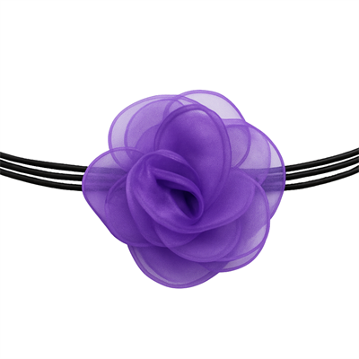 Mor Çiçek Detaylı Choker Kolye