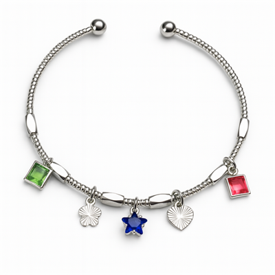 Renkli Charm Taşlı Çelik Bileklik