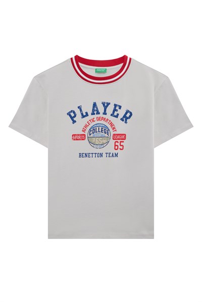 Benetto Erkek Çocuk Baskılı Tshirt 4-14 Yaş Gri