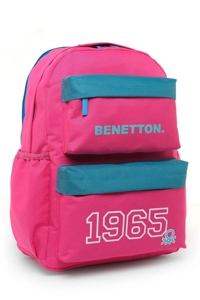 Benetton 1965 Çift Ön Cepli Kız Çocuk Sırt Çantası Fuşya
