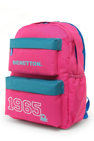 Benetton 1965 Çift Ön Cepli Kız Çocuk Sırt Çantası Fuşya