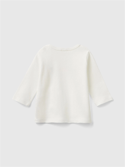 Benetton Bebek Önü Su Baskılı Sweatshırt 1-18 Ay Beyaz