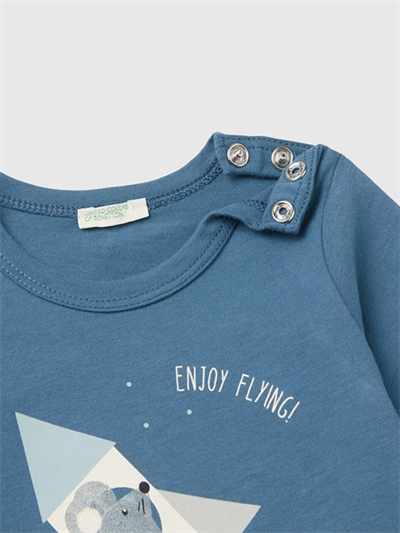 Benetton Erkek Bebek Önü Su Baskılı Sweatshırt 1-18 Ay İndigo