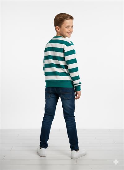 Benetton Erkek Çizgili Sweatshirt 4-14 Yaş Yeşil