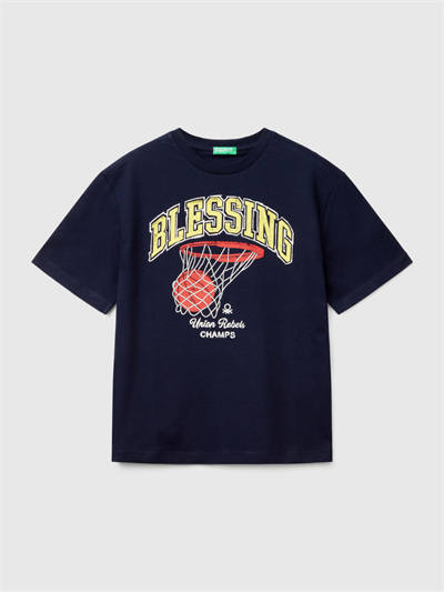 Benetton Erkek Çocuk Basketbol Baskılı Tshirt 6-14 Yaş Lacivert