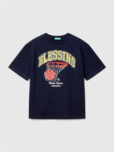 Benetton Erkek Çocuk Basketbol Baskılı Tshirt 6-14 Yaş Lacivert