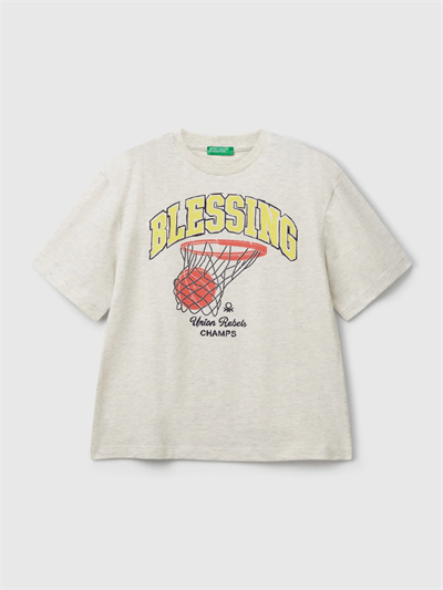 Benetton Erkek Çocuk Basketbol Baskılı Tshirt 6-14 Yaş Gri