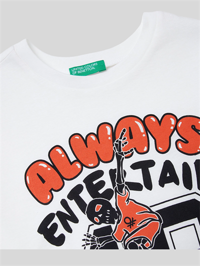 Benetton Erkek Çocuk Baskılı Sweatshirt 6-14 Yaş Ekru