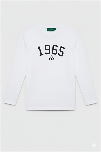 Benetton Erkek Çocuk Baskılı Sweatshirt 4-14 Yaş Ekru