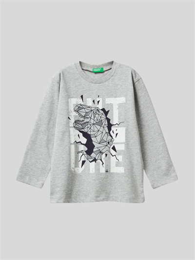 Benetton Erkek Çocuk Baskılı Sweatshirt 1-6 Yaş Gri