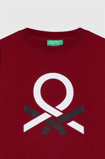 Benetton Erkek Çocuk Baskılı Sweatshirt 6-14 Yaş Bordo