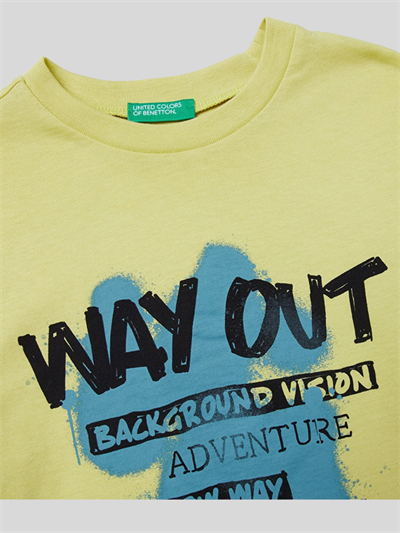 Benetton Erkek Çocuk Baskılı Sweatshirt 6-14 Yaş Sarı