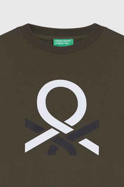 Benetton Erkek Çocuk Baskılı Sweatshirt 6-14 Yaş Haki