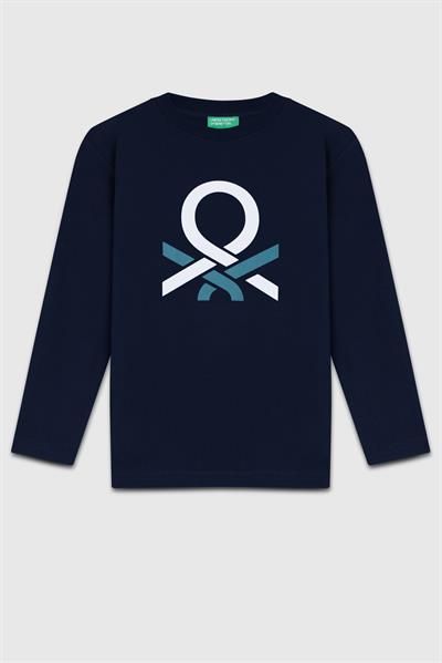 Benetton Erkek Çocuk Baskılı Sweatshirt 6-14 Yaş Lacivert