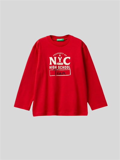 Benetton Erkek Çocuk Baskılı Sweatshirt 1-6 Yaş Kırmızı