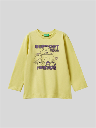 Benetton Erkek Çocuk Baskılı Sweatshirt 1-6 Yaş Sarı