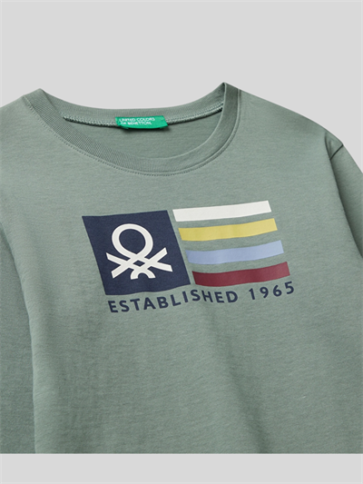 Benetton Erkek Çocuk Baskılı Sweatshirt 1-6 Yaş Haki